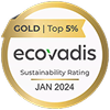 Ecovadis - gold top 5% - sustainability rating janvier 2024